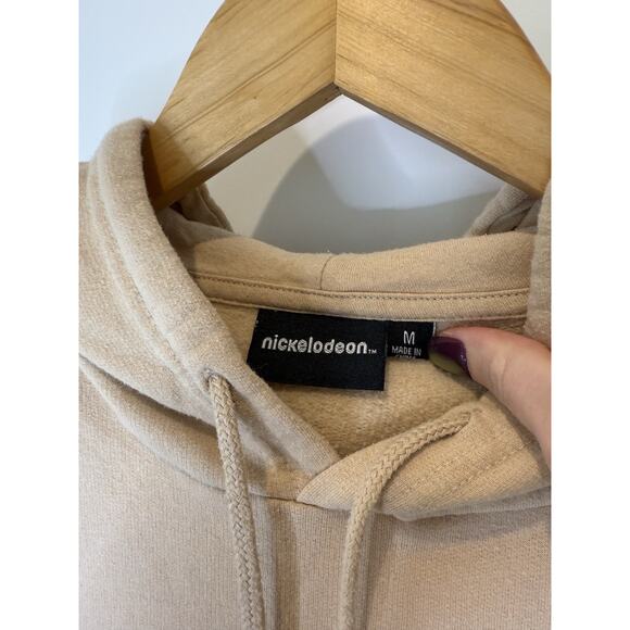 Nickelodeon Sponge Bob Graphic Hoodie Size M Beige Sweatshirt Stephen Hillenburg - Picture 3 of 5